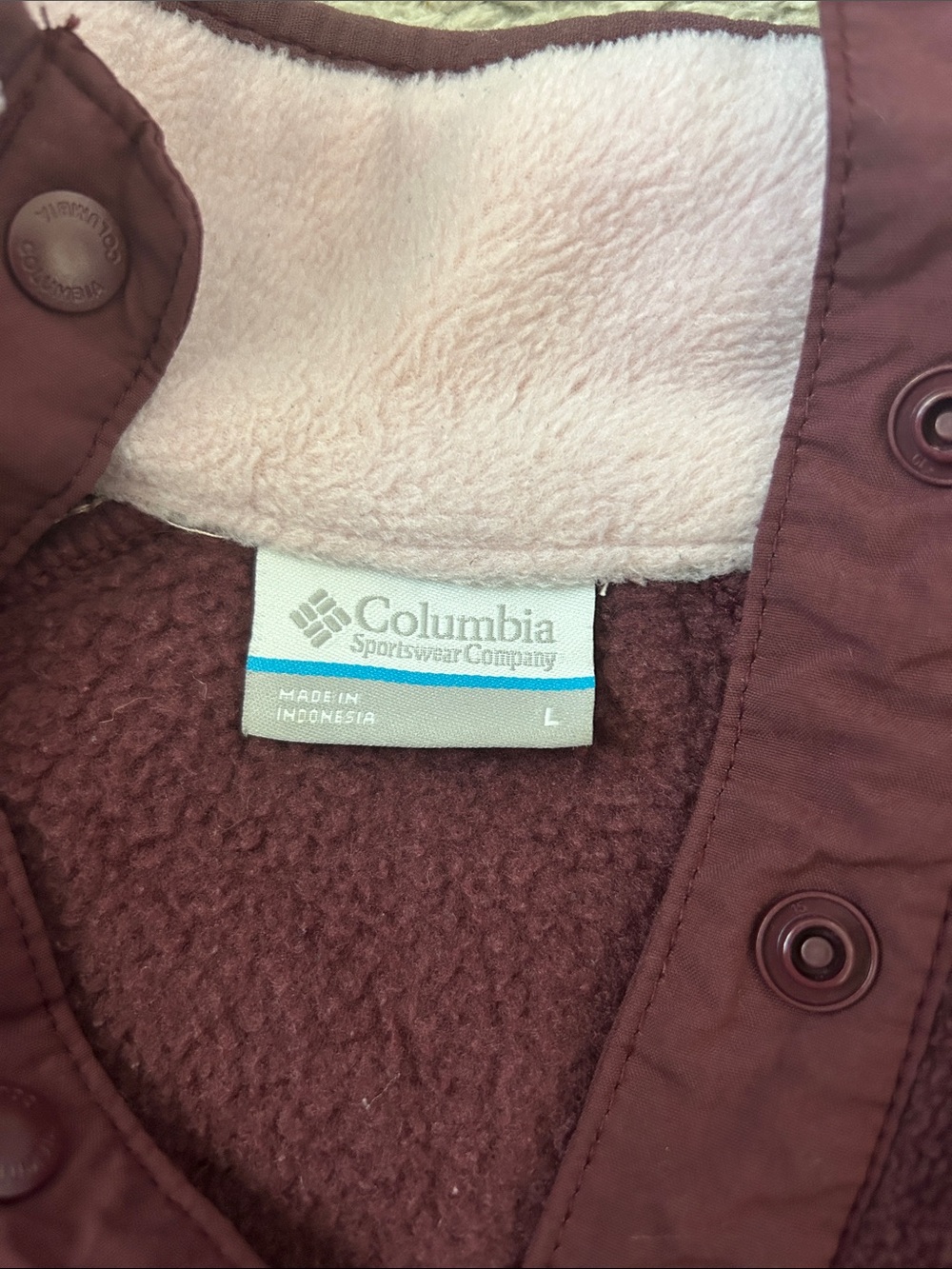 Columbia Maroon and Light Pink Women’s Fleece Pullover - large - Picture 3 of 4